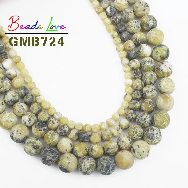 

Natural Matte Frosted Yellow Turquoises Stone 6 8 10mm Round Loose Beads For Jewelry Making Diy Bracelet Necklace Jewellery 15''