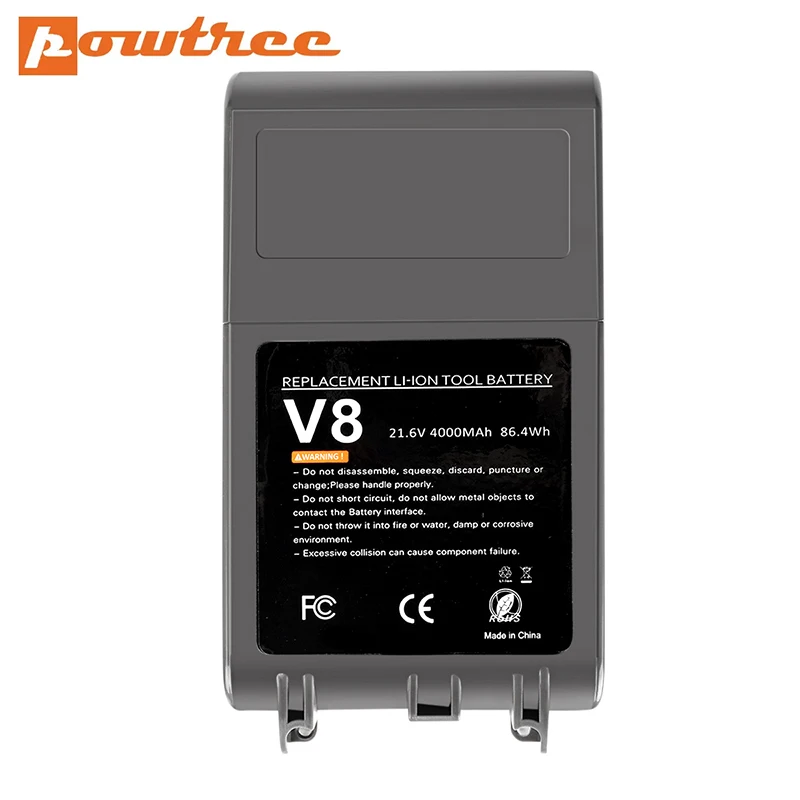 Powtree 6.0Ah 21.6V pour Dyson V8 batterie absolu V8 Animal Li-ion SV10  aspirateur à main série batteries rechargeables