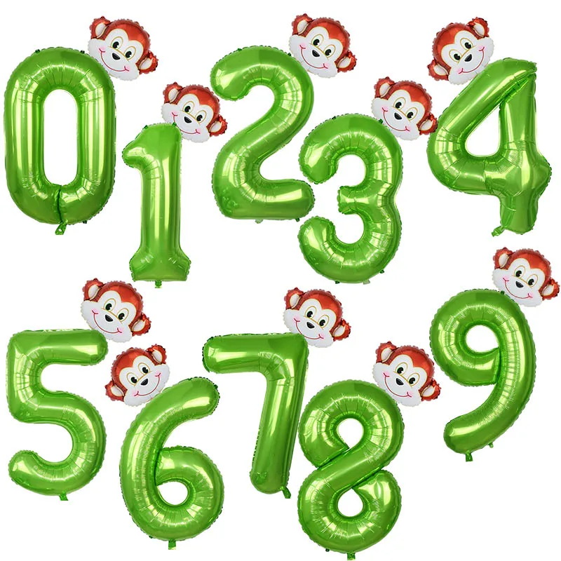 40 дюймов животные воздушные шары из фольги в виде цифр животные Лев Обезьяна воздушные шары сафари джунгли вечерние украшения Дети День рождения принадлежности - Цвет: monkey