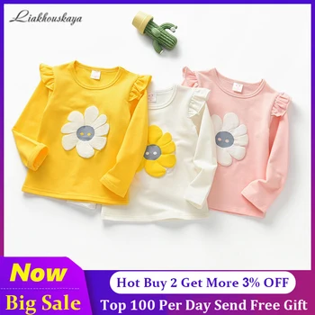 

Long Sleeve T-shirt For Girls Tops And Blouses 2020 New Cotton Toddler Baby Girls Kids School Shirts Embroider Children Clothes