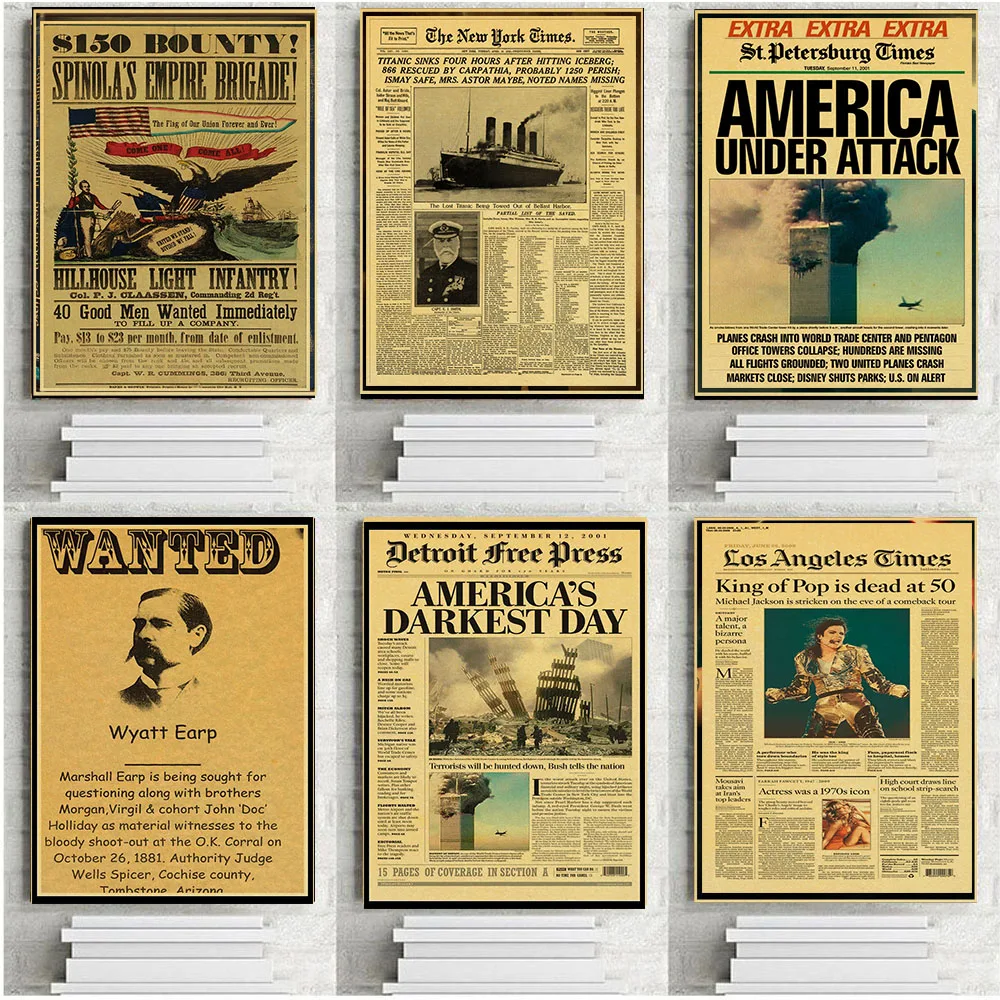 Poster De Periodico Del New York Times History Time Kraft Serie De Periodico Viejo Papel De Pared Marron Poster Vintage Vintage Poster Poster Seriesposters Posters Aliexpress