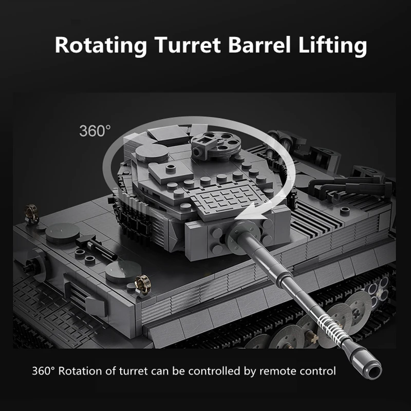 Simulation Building Block Assembly Remote Control Battle Tank All-round Driving 360° Rotate Turret Lifting Barrel Puzzle RC Tank 4