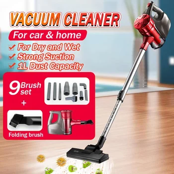 

9PCS Quiet Portable Hand Vacuum Cleaner 13000pa Powerful Suction Handheld Vacuum 2 in 1 Home Aspirator Dust Collector