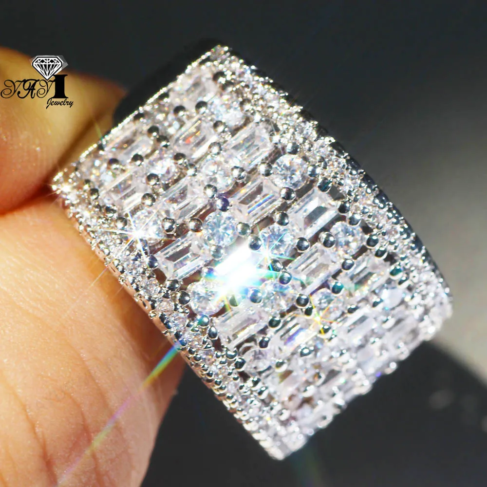 Ювелирные изделия yayi Мода Принцесса огранка 7.9CT белый циркон серебряный цвет обручальные кольца для влюбленных вечерние кольца 1185