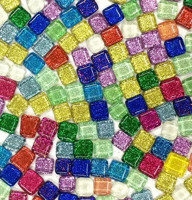 120g Square Shape Glass Glitter Mosaic Tile Mixed Color Brick Glass for Mosaic Making DIY Children Puzzle Craft Art 2X2cm - Цвет: E
