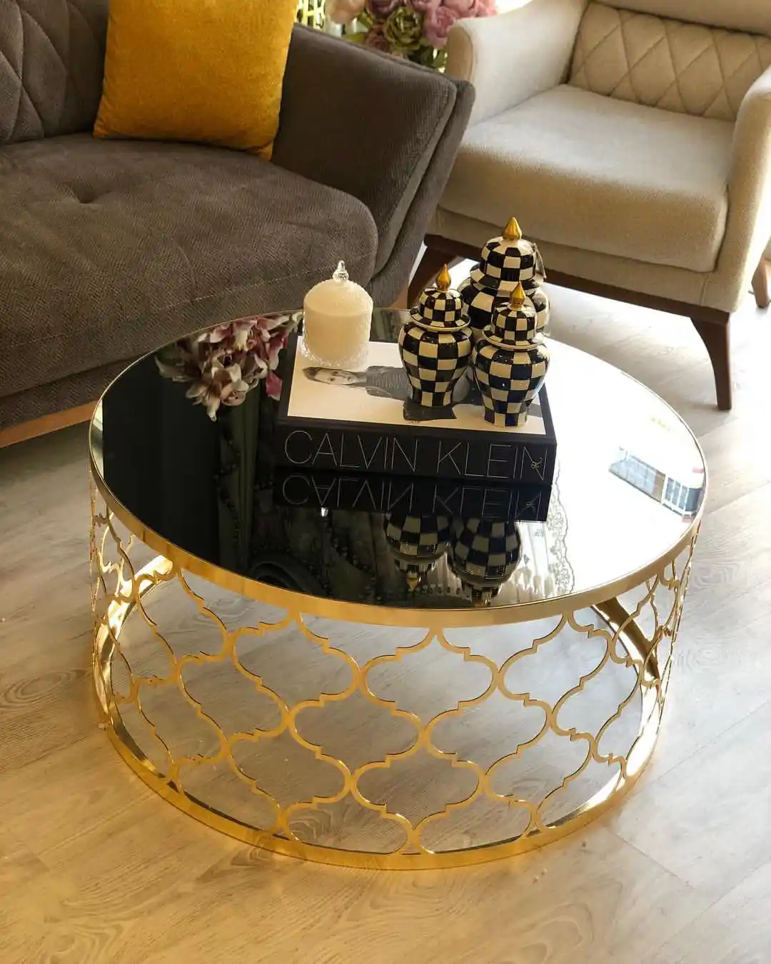Coffee Table 1 Pcs Gold Silver Metal And Glass View Aliexpress