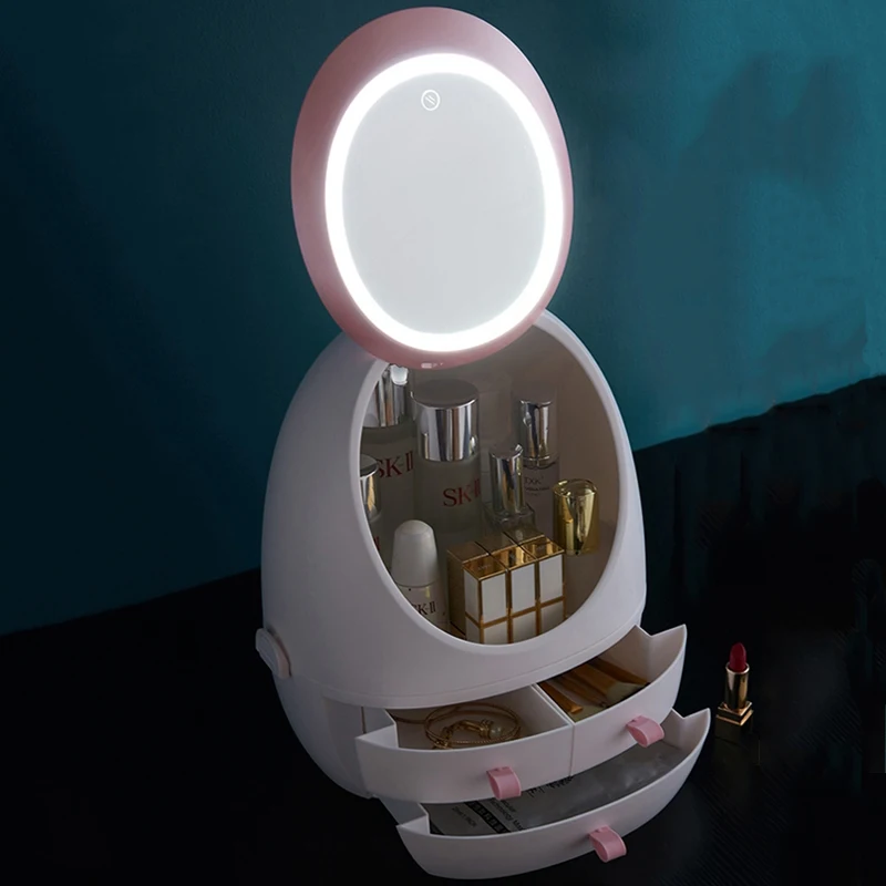Светодиодный светильник органайзер для макияжа HD зеркальный косметический ящик для хранения переносной креативный косметический ящик съемный Настольный органайзер дропшиппинг