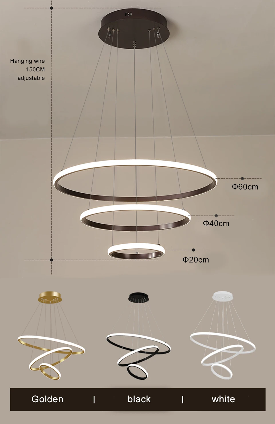 Moderna iluminação led lustre para sala de