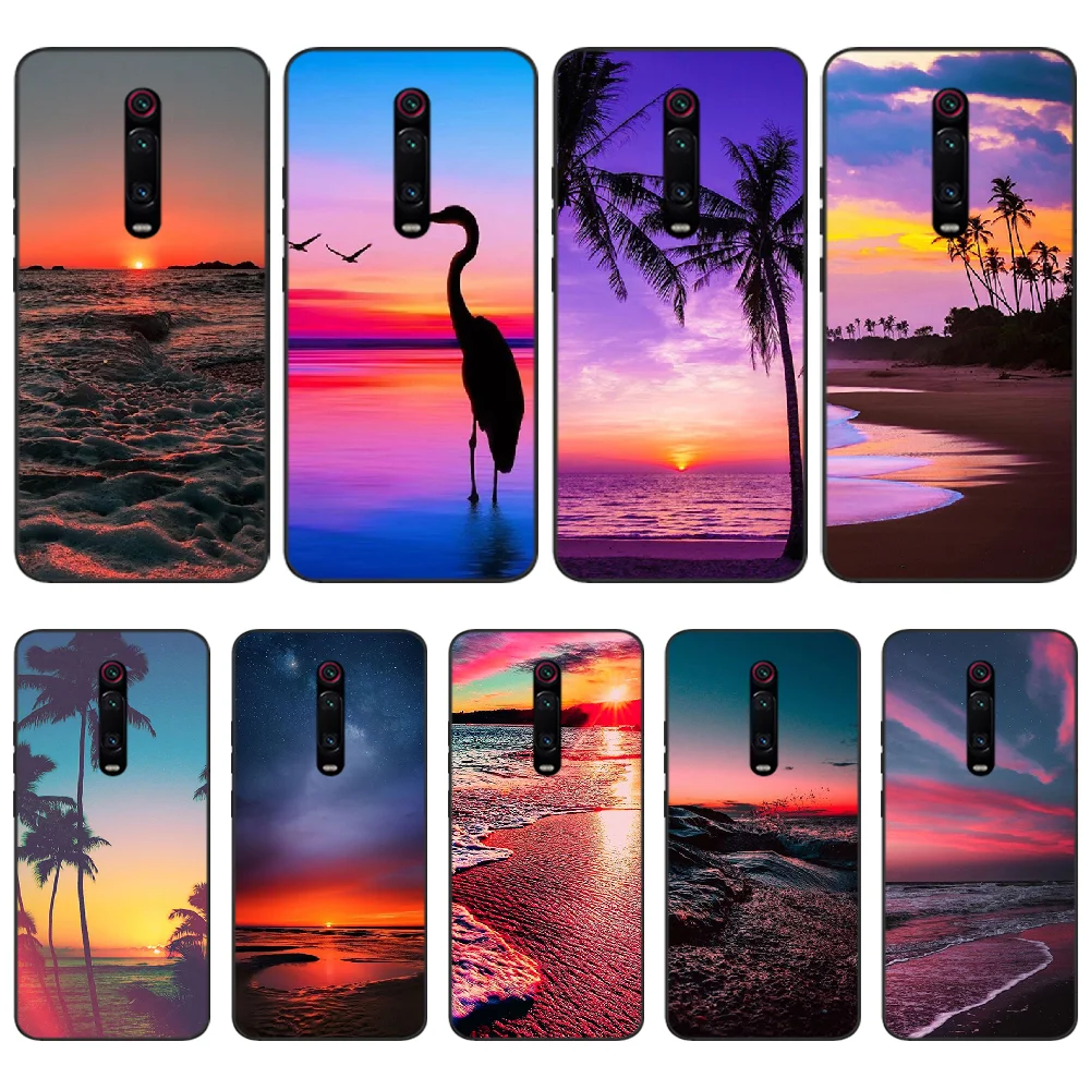 

Viviana Sunset scenery Black Soft Shell Phone Case Capa For Redmi K20 Note4 4X 5 5A 6 6PRO 7 8 8PRO Cover