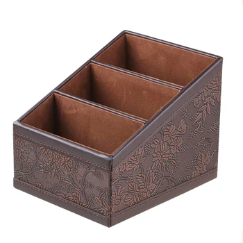 

Stand Holder Trapezoid Remote Control 3 Ladders Storage Case PU Leather Retro Style Home Practical Office Decorative Bedroom