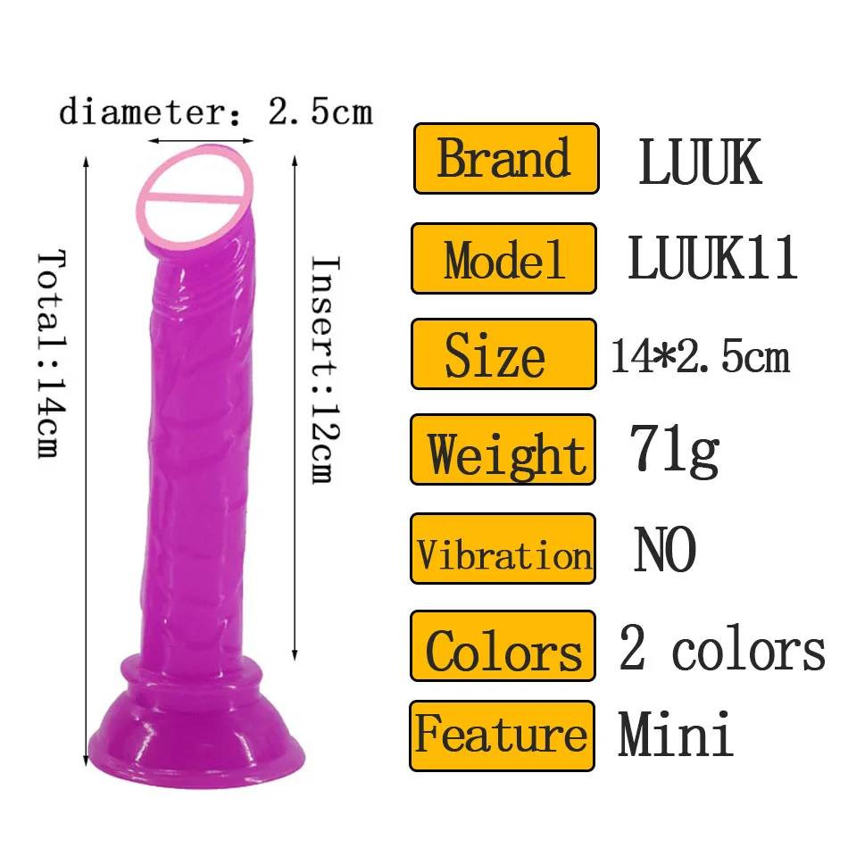 LUUK Mini Dildo Rubber Dick Realistic Blood Vessel Imitation Penis Imitator for Man Woman No Vibrator Masturbation Adult Toys