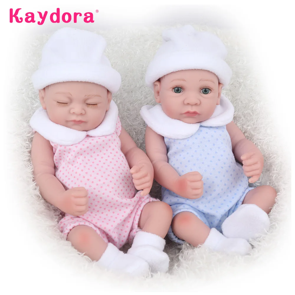 Очаровательные миниатюрные куклы Reborn Twins 25 см детские игрушки для ванной милые Bebe