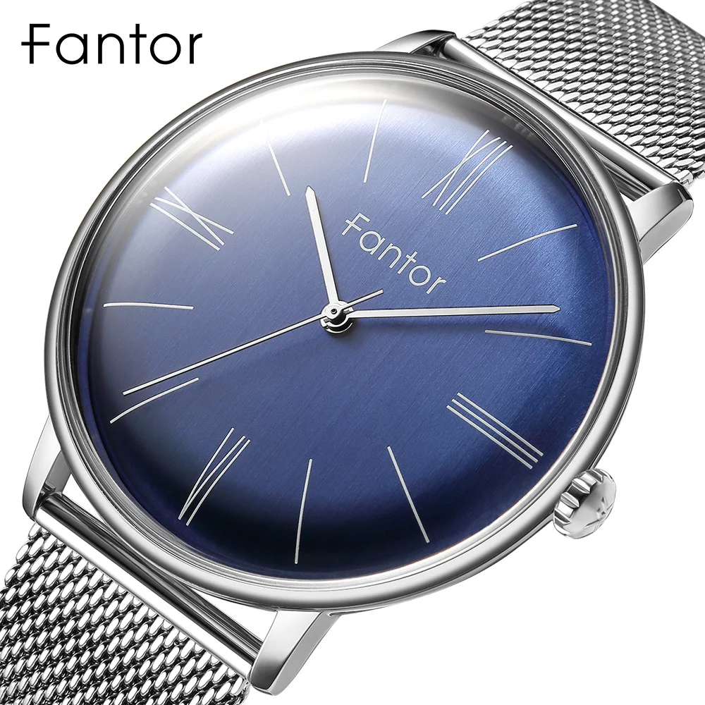 

Fantor Minimalist 2020 New Brand Classic Blue Dial Quartz Watch Man Wrist Waterproof Mesh Steel Business Fashion Men Watches