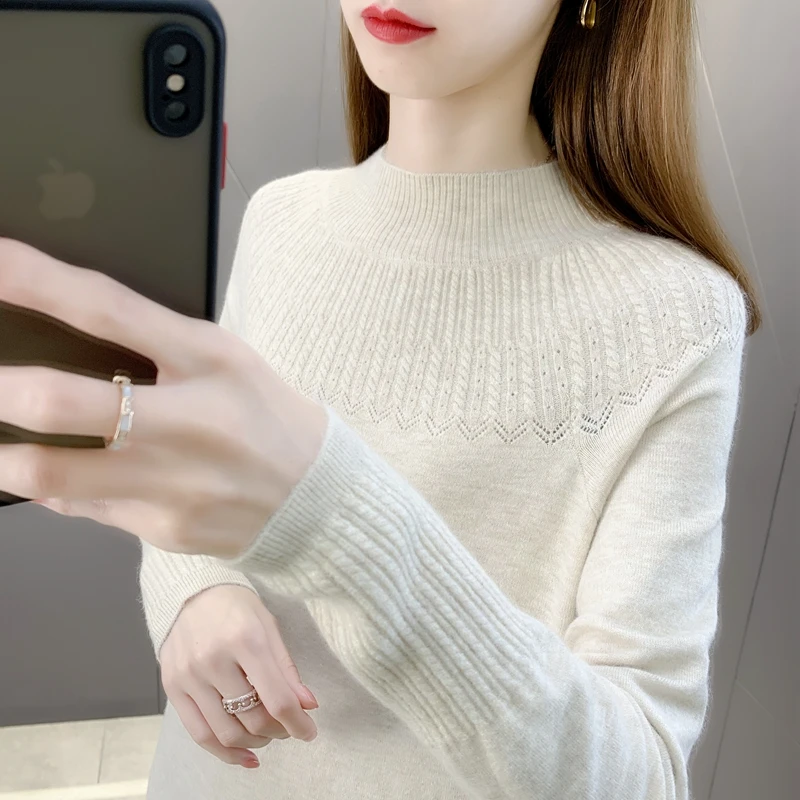 

21325 3 room 4 row 3 】 will hollow out half twist turtleneck knitting render unlined upper garment of [1220] 44