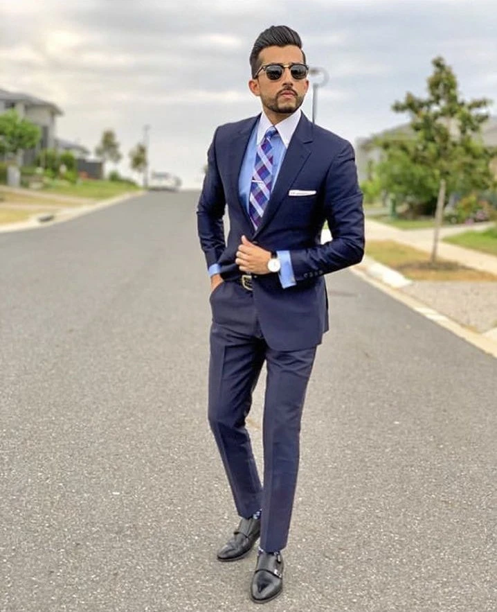 Asociación Circunstancias imprevistas cuscús Traje Formal azul de 2 piezas para hombre, traje ajustado de un solo pecho,  Blazer de esmoquin a medida para novio, chaqueta para boda, graduación,  pantalones, terno|Trajes| - AliExpress