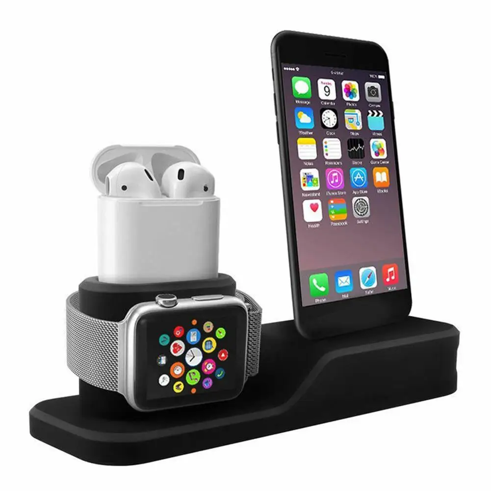 Силиконовый держатель док станции 3 в 1 для iPhone iWatch AirPods|Зарядные устройства| |