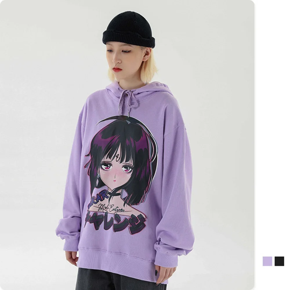

Comic New Men Two-dimensional Girl Printed Hip Hop Hoodie Streetwear 2021 Oversized Hoodie Men Hooded Sweatshirt