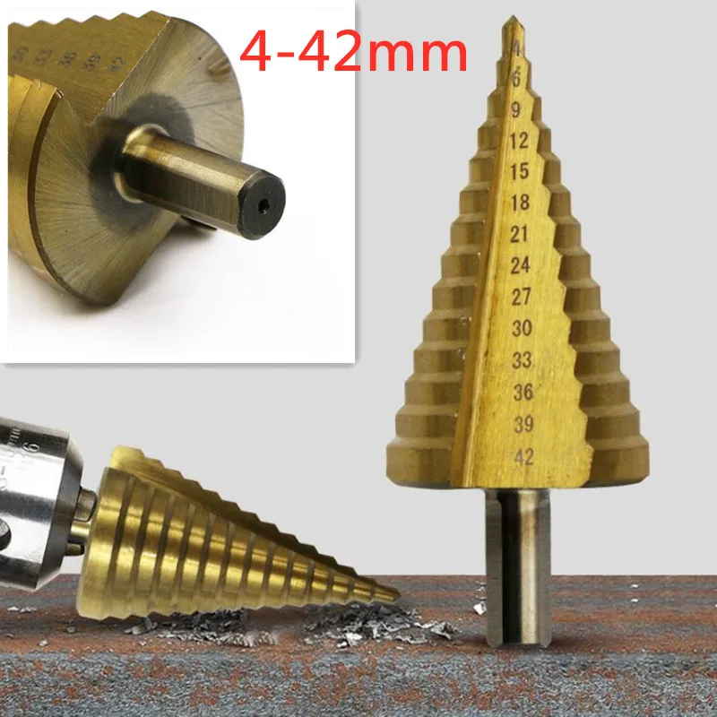 High Speed Steel Step Drill Bit for Metal Wood Hole Cutter HSS Titanium Coated Drilling Power Tools Large Size 4-32mm 4-42mm | Инструменты