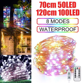 

50/100LED Fairy String Light 8 Modes Outdoor/Indoor IP65 Garden Party Wedding USB Lighting Strings With Remote Control