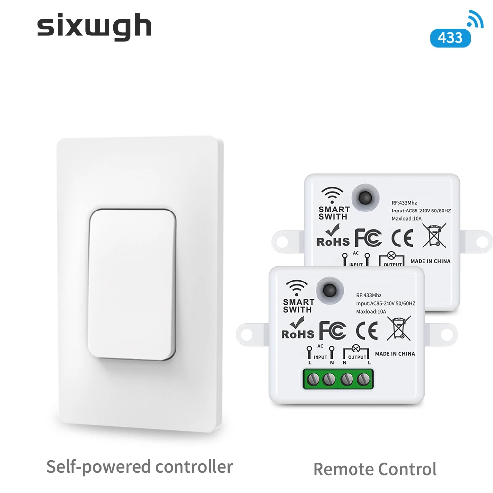 SIXWGH Wireless controller Switches RF433,waterproof,no battery