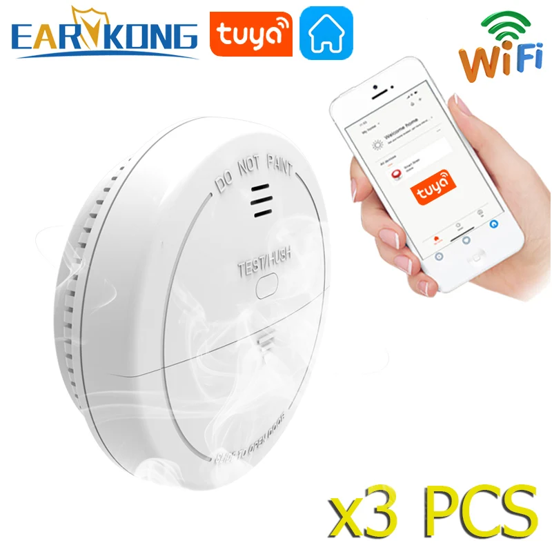 Tuya WiFi Smoke Sensor Fire Protection Top Smoke inlet Detector Smokehouse Combination Fire Alarm Home Security Firefighters smoke alarm