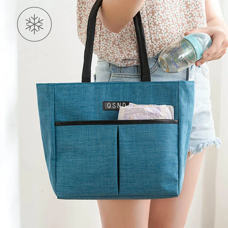 Fiambrera de moda para niños y mujeres, bolsa de almuerzo con aislamiento térmico, impermeable, portátil, para Picnic, caja de almacenamiento de alimentos, bolso grande, novedad de 2021