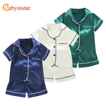 

Babyinstar Summer Children Solid Pajama Sets Girls Clothing Sets Tops + Shorts Baby Boys Sleepwear Pajamas Set Kids Sleepwear