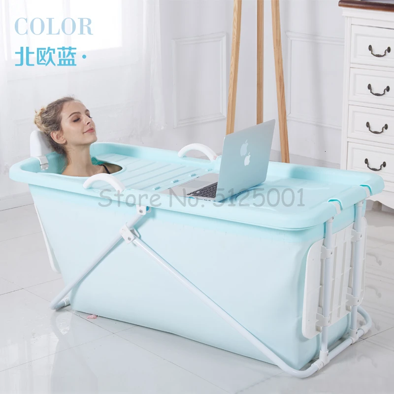 Adult Foldable Bath Barrel Adult Bath Barrel Household Body Constant Temperature Bath Barrel Bath Tube Plastic Thickening - Цвет: Зеленый