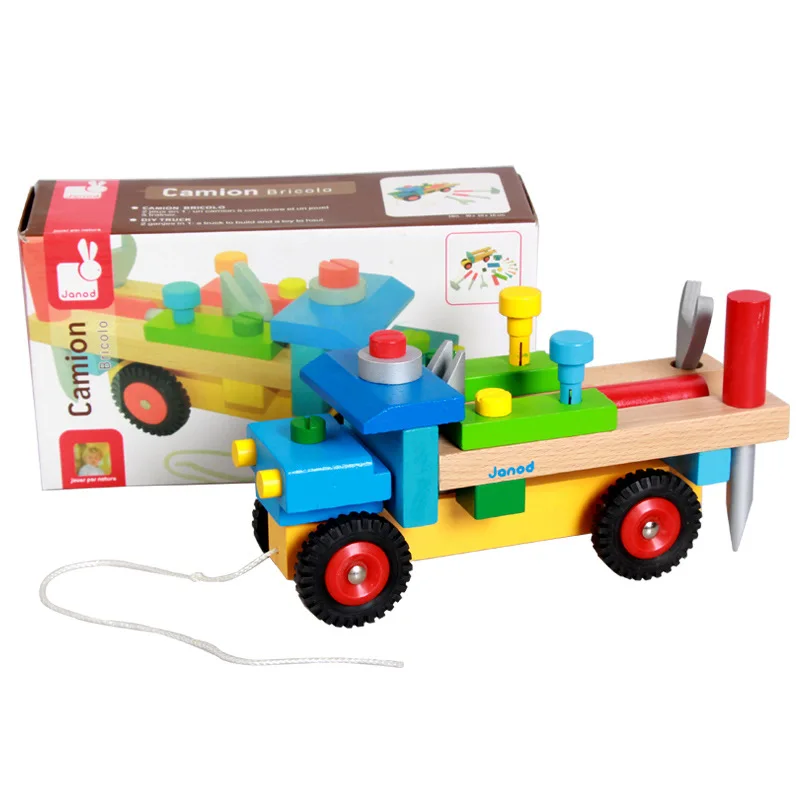 

France Janod Tool Disassembly Toy Car Children Handmade Assembled Car Early Childhood Educational Wooden Play