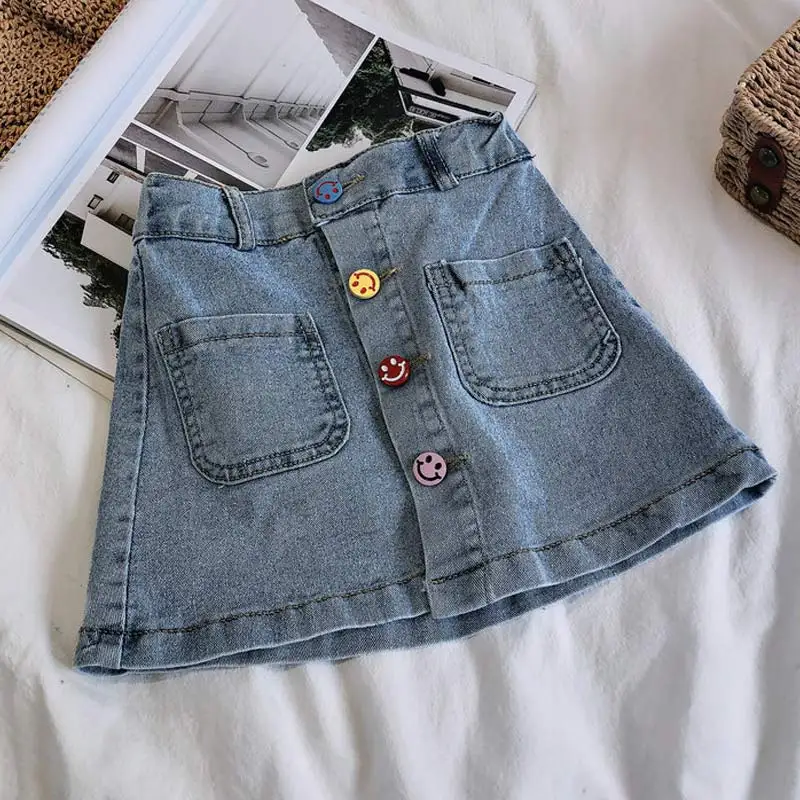 Girls Skirts New Summer Casual Kids Party Skirt Fashion Buttons