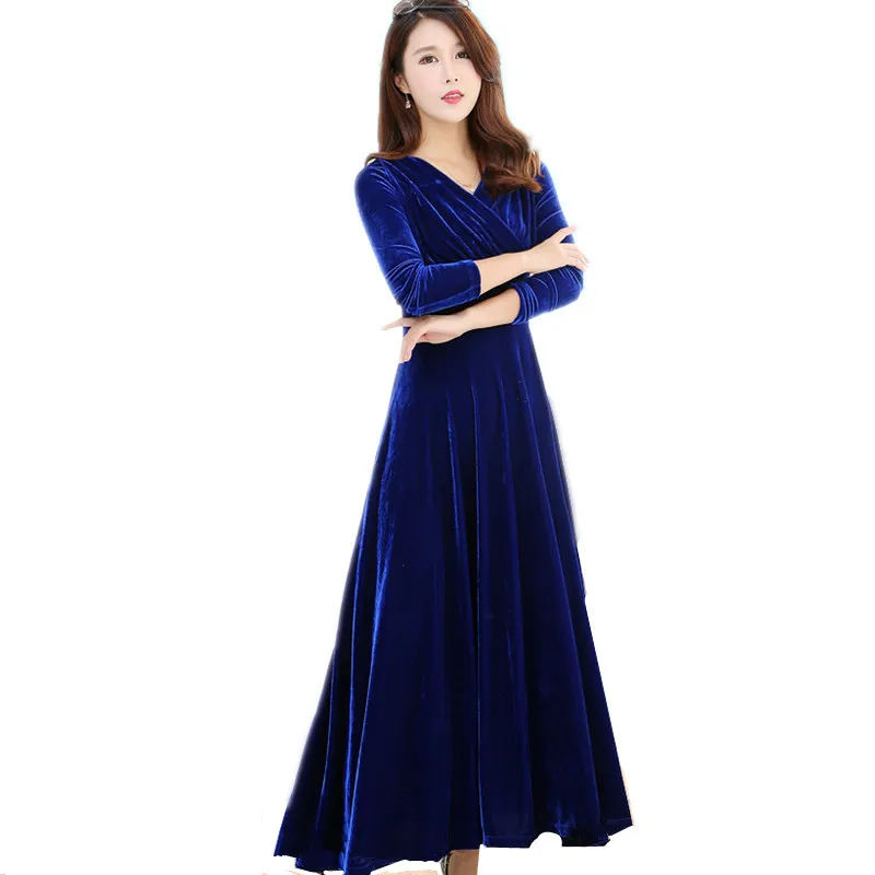 Женское платье с длинным рукавом и v образным вырезом весна 2020 макси платья