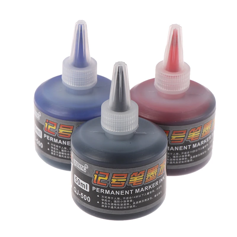 1pc 50ml Permanent Instantly Dry Graffiti Black Blue Red Oil Marker Pen Refill Ink for Pens | Канцтовары для офиса и дома