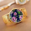 Shsby Hot Sale  High Quality Gold Elastic Stainless Watches Women Dress Quartz Wristwatch New Arrival Ladies Flower Watches 5