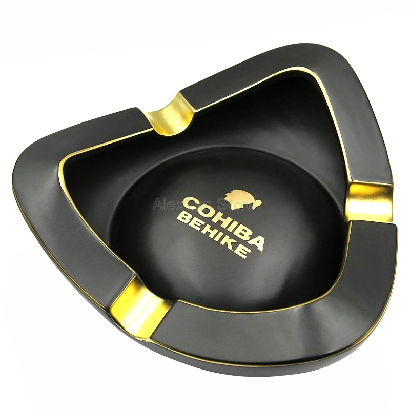 COHIBA, роскошная, 50-летняя серия, керамическая, тонкая, черная, фарфоровая, 3 золы, пепельница для сигар, для дома и офиса, держатель для сигар