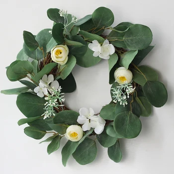 

35CM Artificial Green Leaves Wreath Door Hanging Wall Window Wedding Party Christmas Decor Artificial Flower Decorations