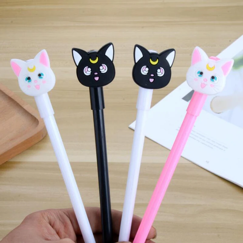 

Hot novel Moon black and white cat black ink gel pen Office School 0.5mm Writing neutral pen Supplies Child gift pen
