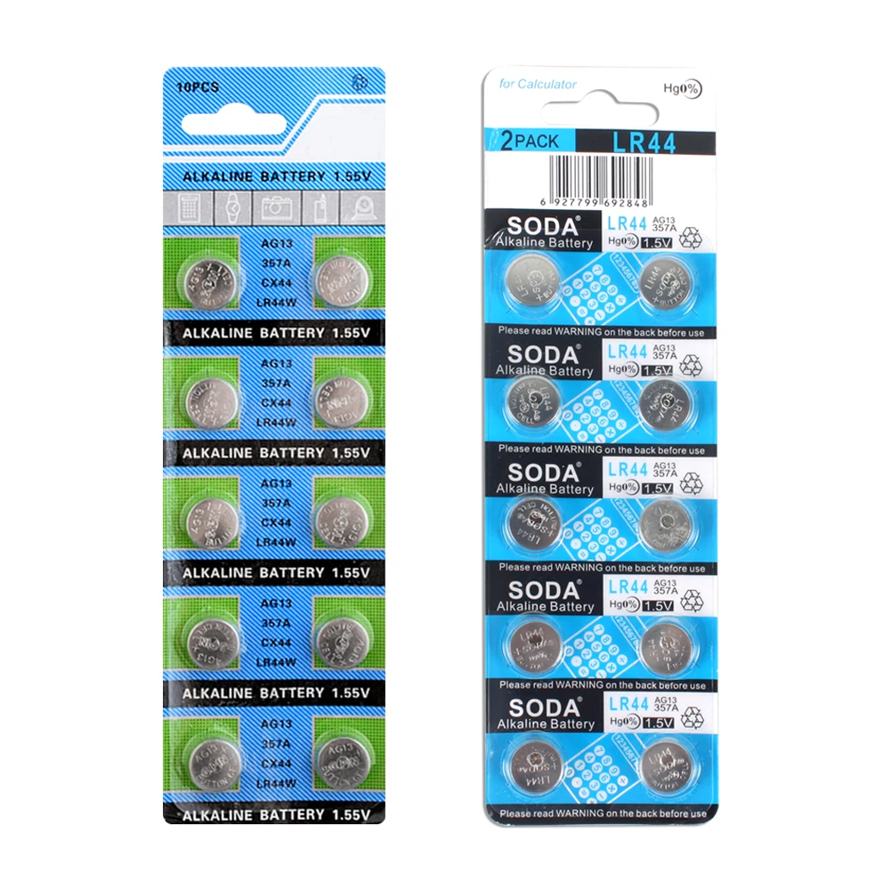 Pilas alcalinas de botón AG13 LR44 357, 10 Uds./1 Tarjetas, R44 A76 SR1154 LR1154, batería de 1,55 V G13 para relojes de juguete a distancia