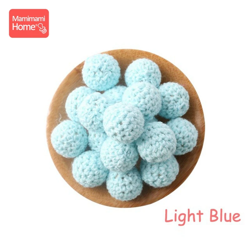 Light Blue Mamihome 5 шт. 20 мм связанные деревянные бусины детский Прорезыватель своими руками цепочка для прорезывания зубов подарок деревянные пустые вязаные бусины Детские товары игрушка - Цвет: Light Blue