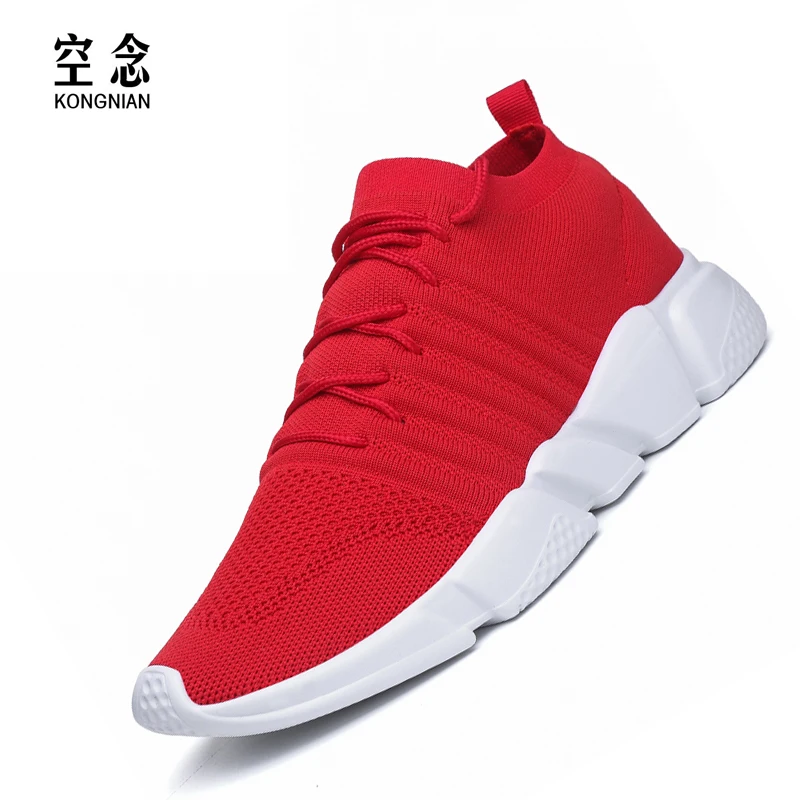

The shoe net cloth upper that wears at ordinary times breathable and light bottom shoe recreational shoe is white shoe big gules