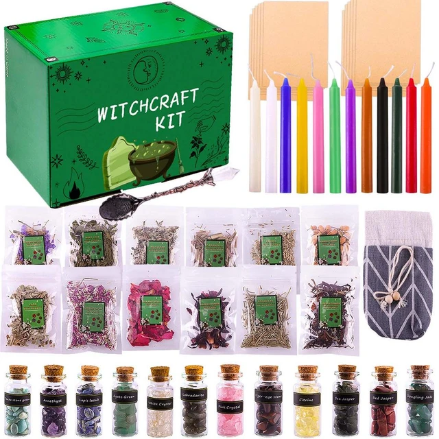 Witchcraft Supplies Kit Witchcraft Box For Witches Spells Witchcraft  Healing Crystals Jars Dried Herbs And Magic
