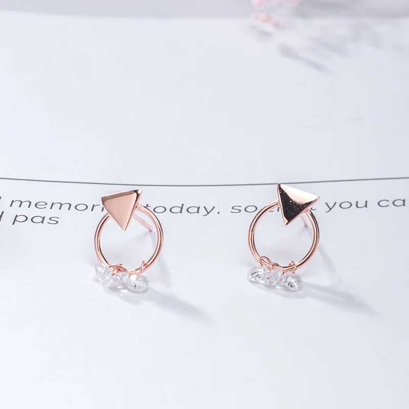 

Acecare S925 Silver Crystal Earrings Female Mirror Polishing Gold Process Simple Small Fresh Design Earrings