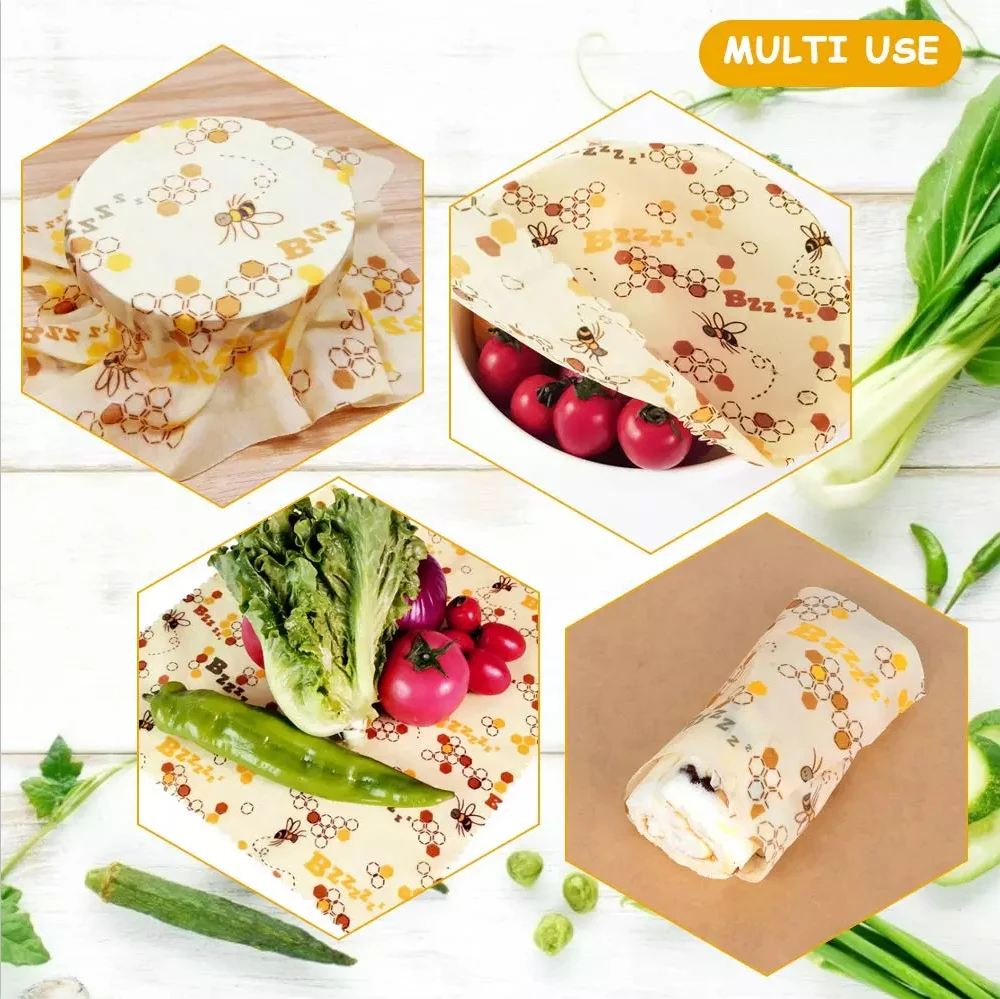 Еда Обёрточная бумага s Экологичные многоразовые пищевая пленка для продуктов свежие коробка для хранения органический пчелиный воск ткань Обёрточная бумага для дропшиппинг