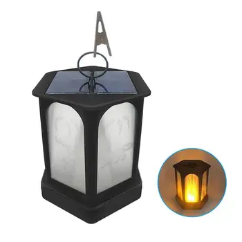

landscapes lighting Solar Hexagon Flame Light Outdoor Garden Flame Hanging Light Pillar Light