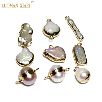 

Wholesale Gold color AAA 100% Natural Pearl Pendant Round Rice Baroque Pearl Pendant for Jewelry Making DIY Necklace Earrings