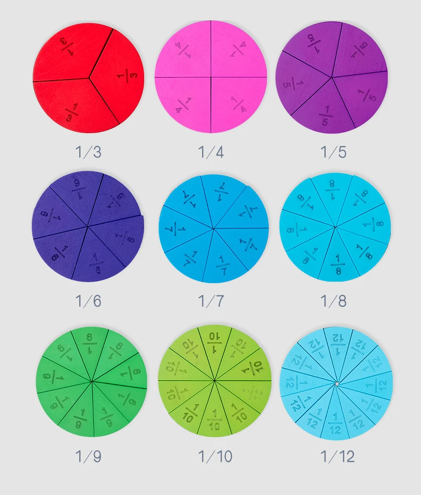 Дошкольные круговые математические Фракционные доски дивизии Обучающие приспособления Монтессори образование математическая игрушка детская развивающая игрушка GYH