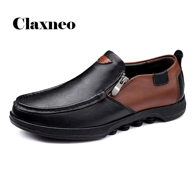 

CLAXNEO Mens Leather Shoes Slipons Design Casual Loafers Male Boat Footwear Genuine Leather clax Man Moccasins Big Size