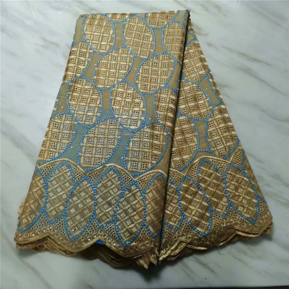 

Gold African Swiss Voile Lace Wedding Women dress High quality Cotton Embroidery Swiss Voile Laces in Switzerland