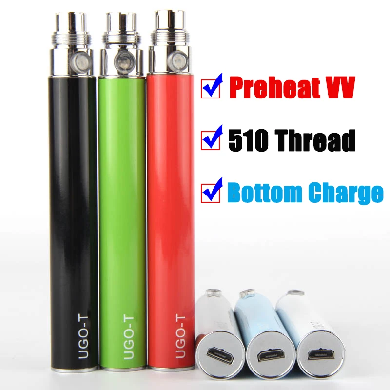 UGO T 650 900 1100 мАч, VV Ego аккумулятор, USB флеш-накопитель evod, сквозной нижний заряд, 510 нитей батареи, Vape ручка, переменное напряжение