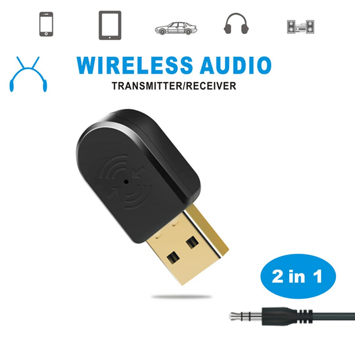 SOONHUA 2-в-1 Bluetooth 5,0 приемник передатчик беспроводной стерео аудио адаптер с микрофоном 3,5 мм, AUX, разъем для ТВ ПК автомобиля Kit