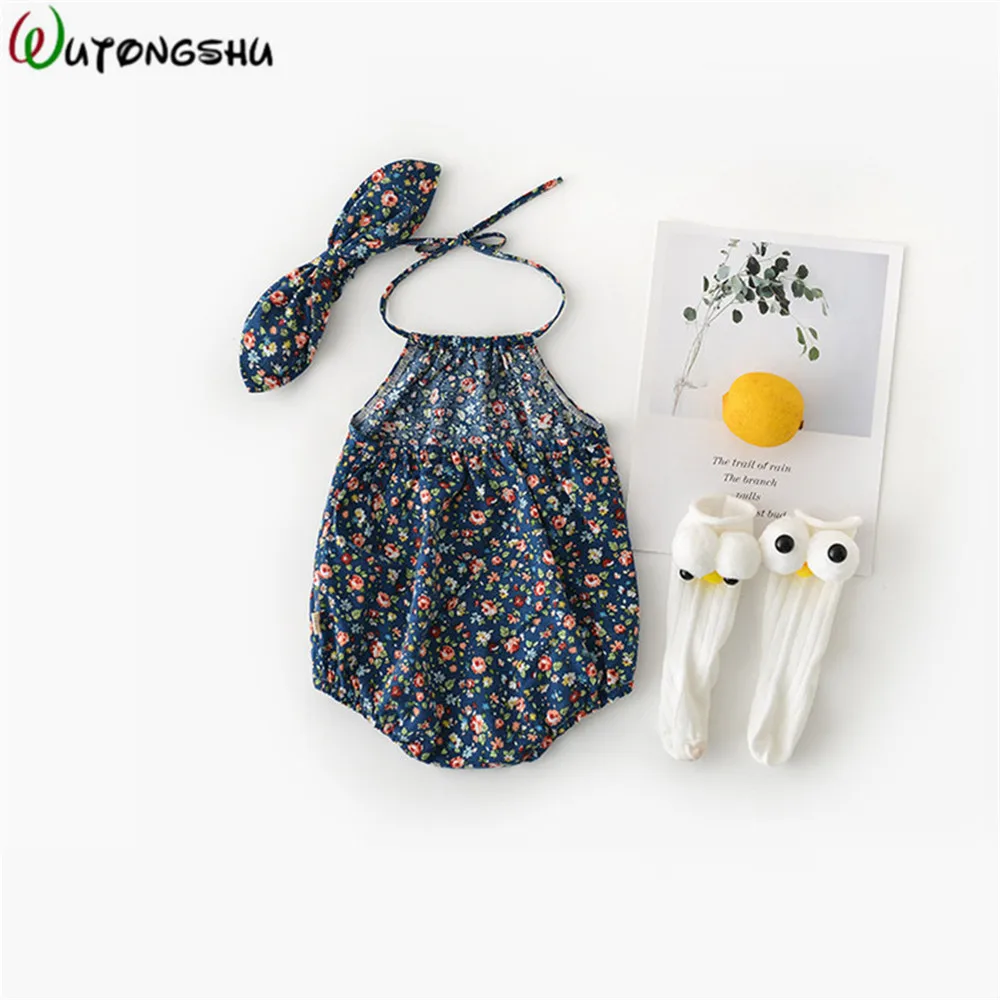 Летние Комбинезоны для маленьких девочек Одежда новорожденных с цветочным